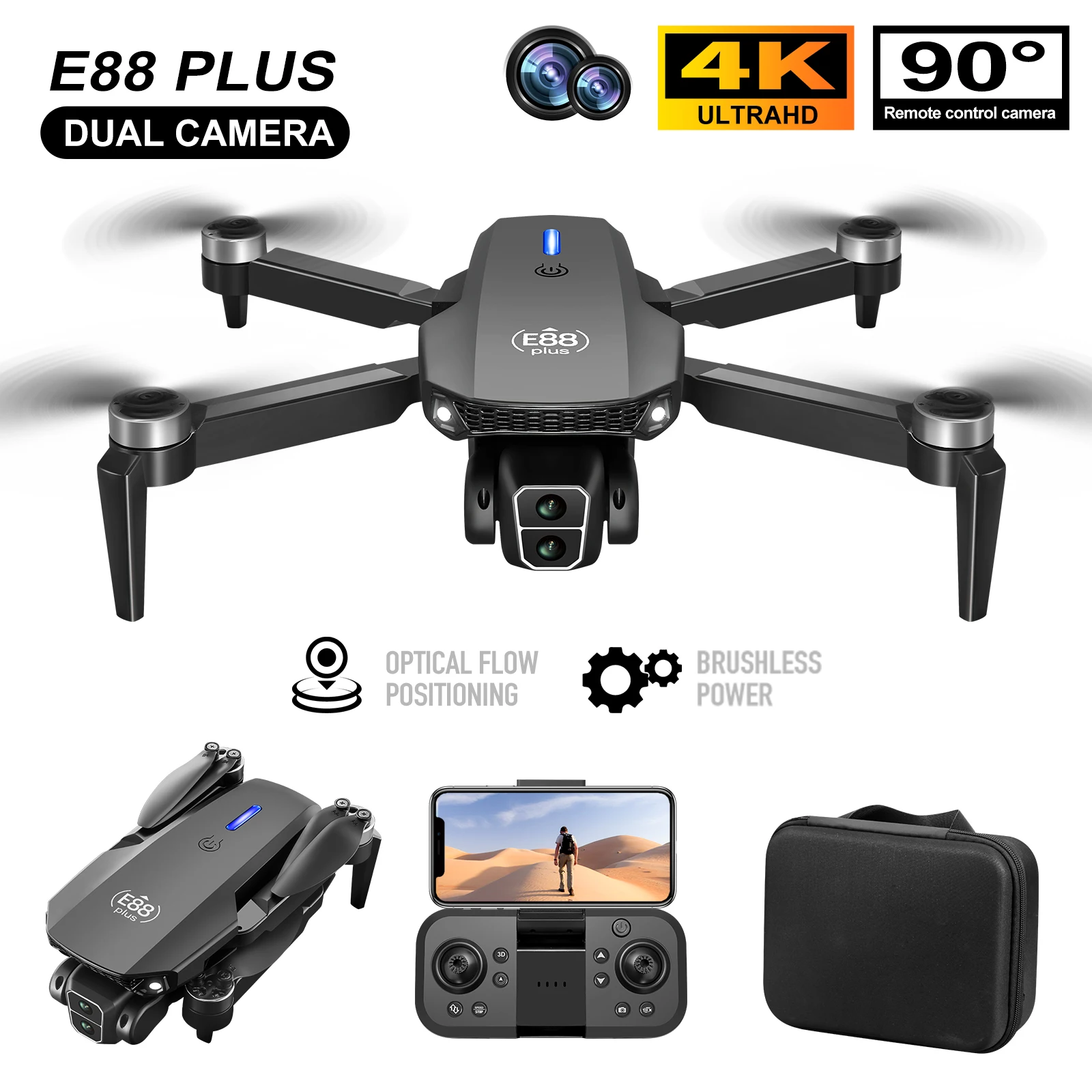 Drone Battery Case - Nuevo Dron cuadricóptero E88 Plus: 90