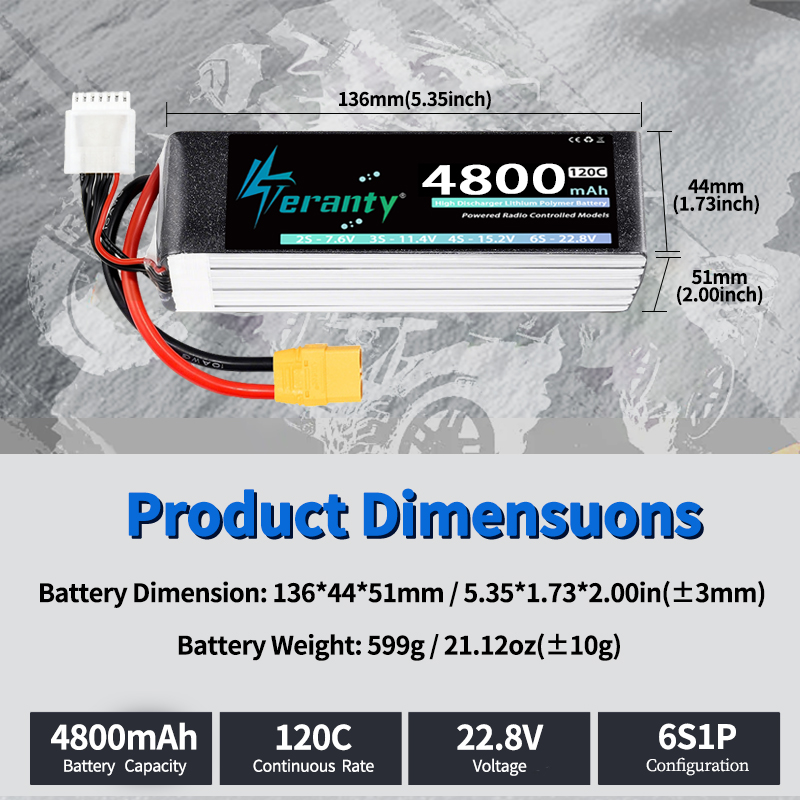 Batería Lipo TERANTY 6S 4800mA - Drone Battery 6S reseña y precio