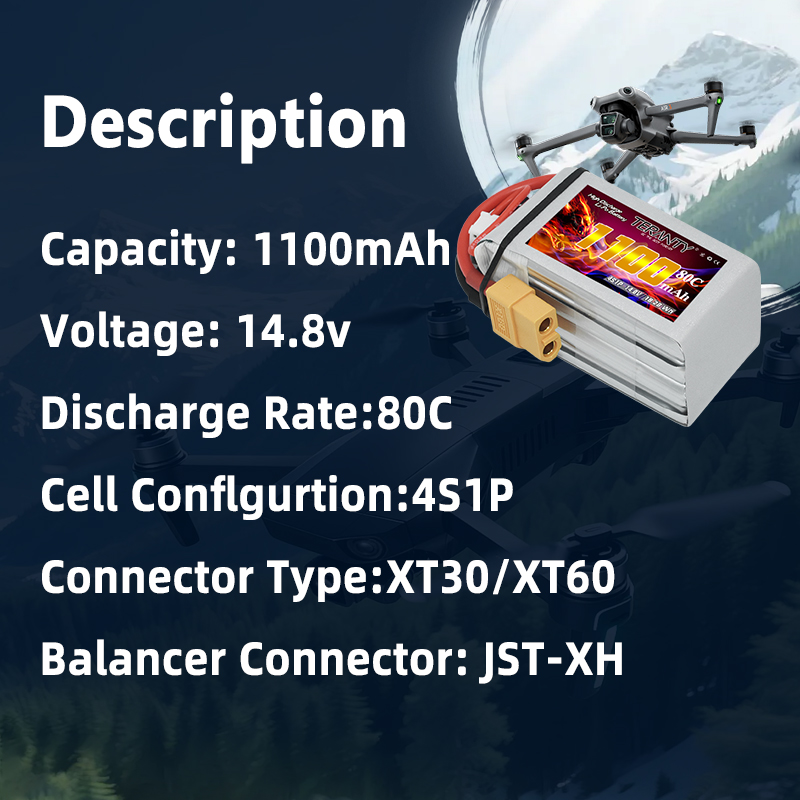 Batería Lipo TERANTY 4S 1100mA - Drone Battery Plate reseña y precio