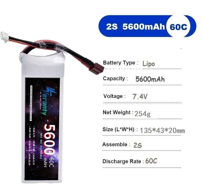 TERANTY 5600MAH 60C 2S 3S 4S 6 - Drone Battery 6S reseña y precio
